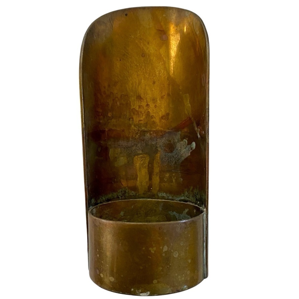 Vintage Brass Alcove Candle Holder with Finger Handle